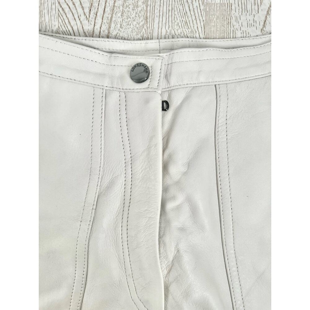 Longchamp White Italian Lamb Leather Pants Tapered Joggers High Rise Pants Sz 36 - Picture 6 of 15
